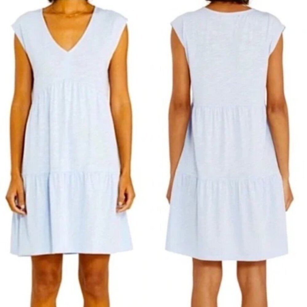 Sanctuary Social Standard Pastel Blue Shift Dress Tiered Ruffle Skirt Women's M
